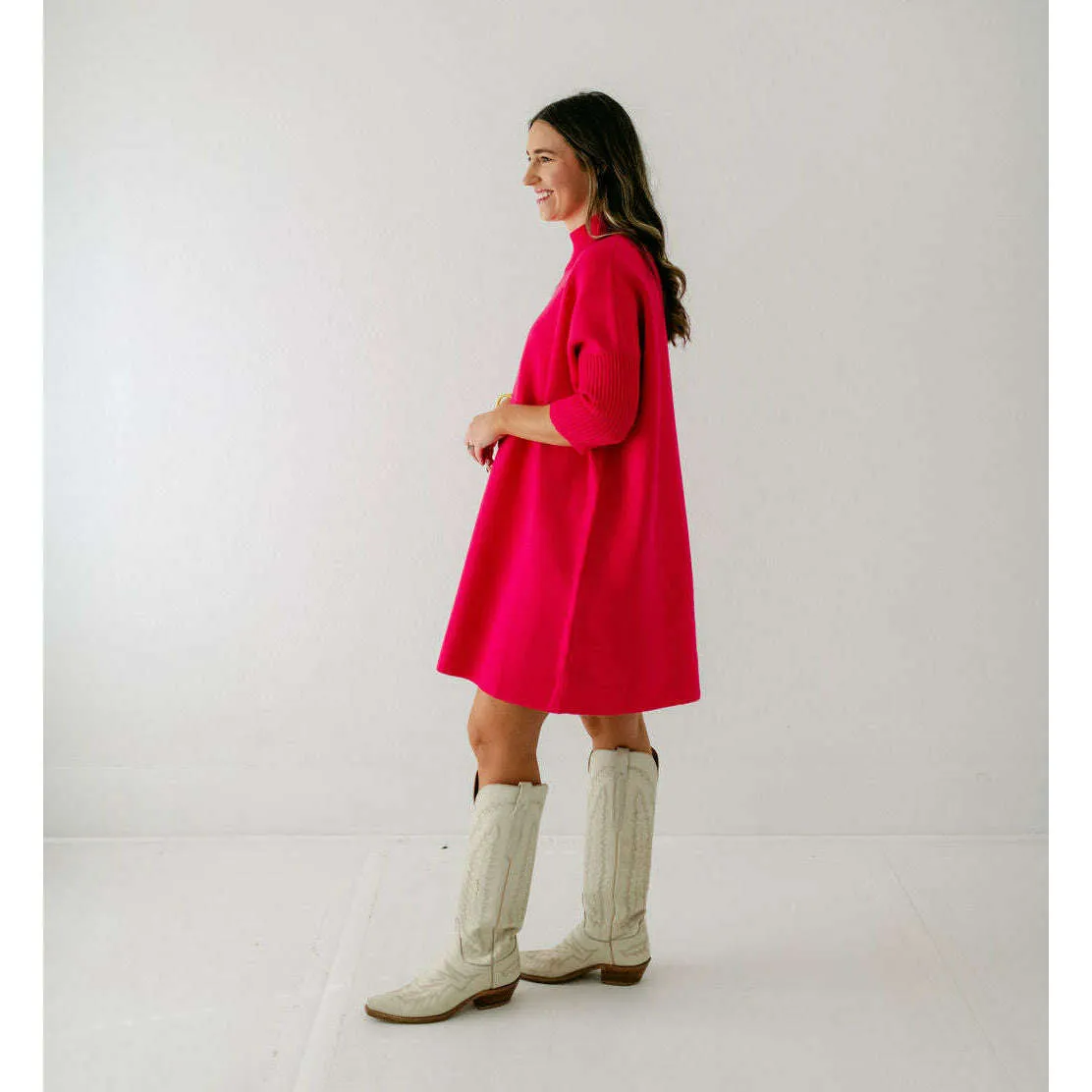 Kerisma Knits Aja Sweater Dress in Super Pink