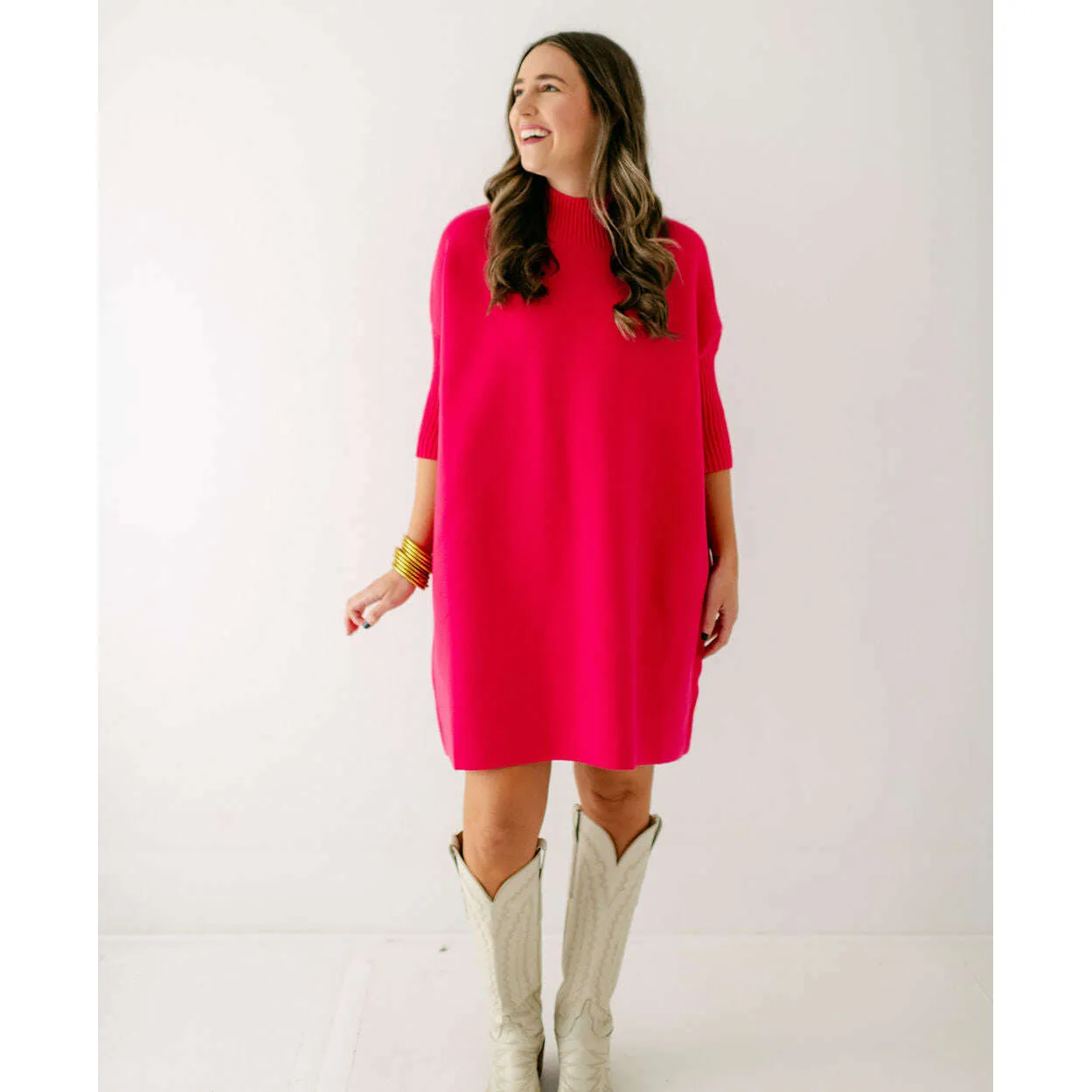 Kerisma Knits Aja Sweater Dress in Super Pink