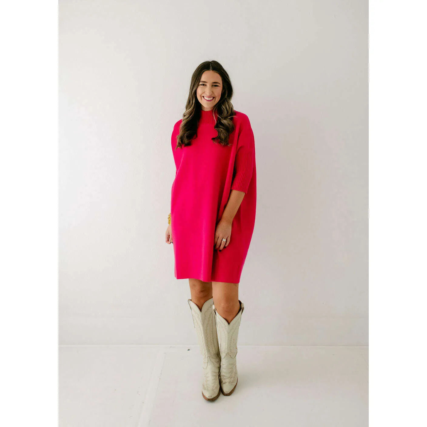 Kerisma Knits Aja Sweater Dress in Super Pink