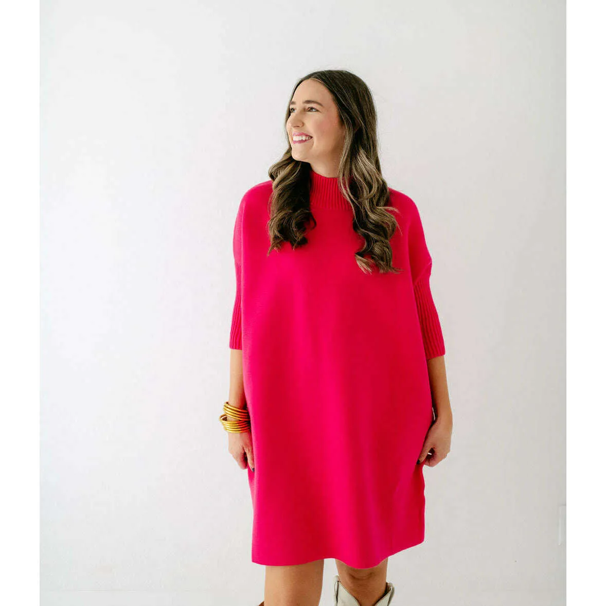 Kerisma Knits Aja Sweater Dress in Super Pink