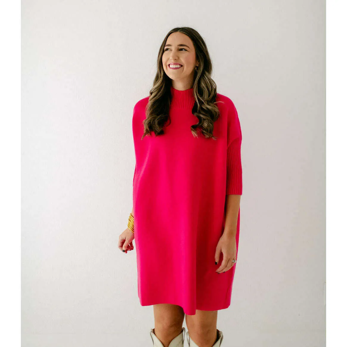 Kerisma Knits Aja Sweater Dress in Super Pink