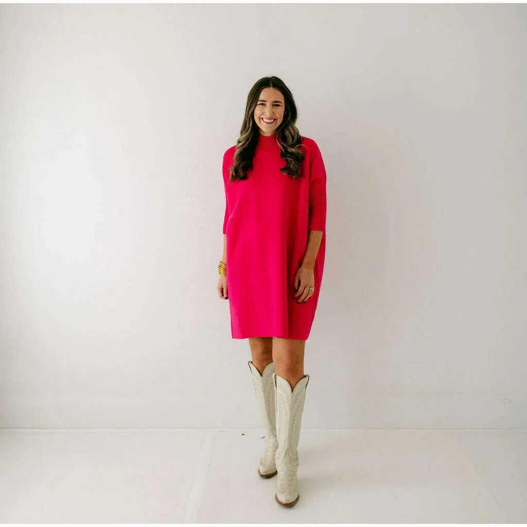 Kerisma Knits Aja Sweater Dress in Super Pink
