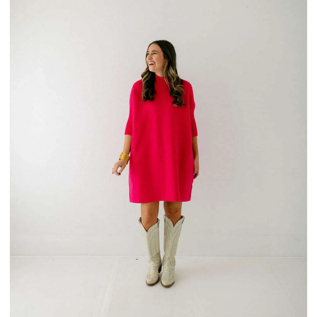 Kerisma Knits Aja Sweater Dress in Super Pink