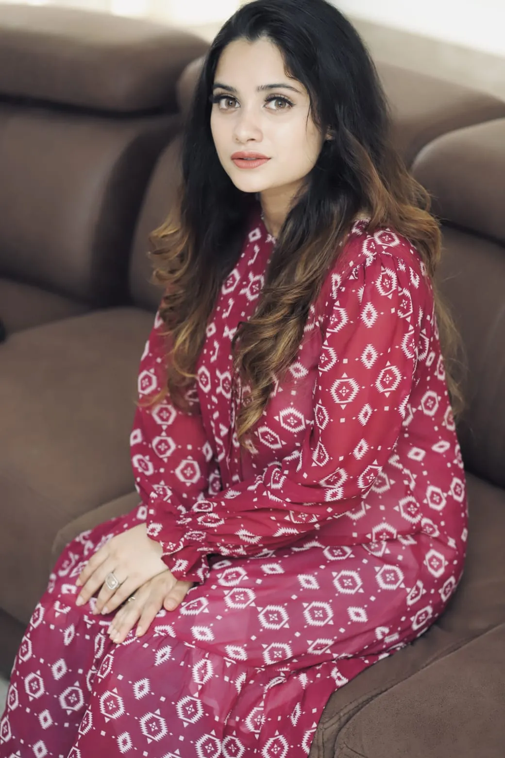 Magenta Abstract Print Dress (GBP2005)