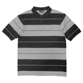 Old School Black Grey Pique Polo