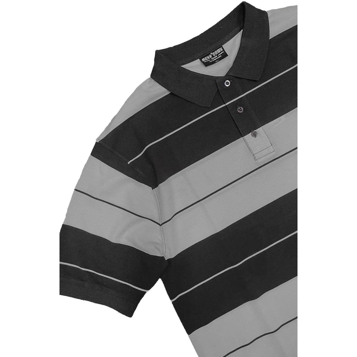 Old School Black Grey Pique Polo