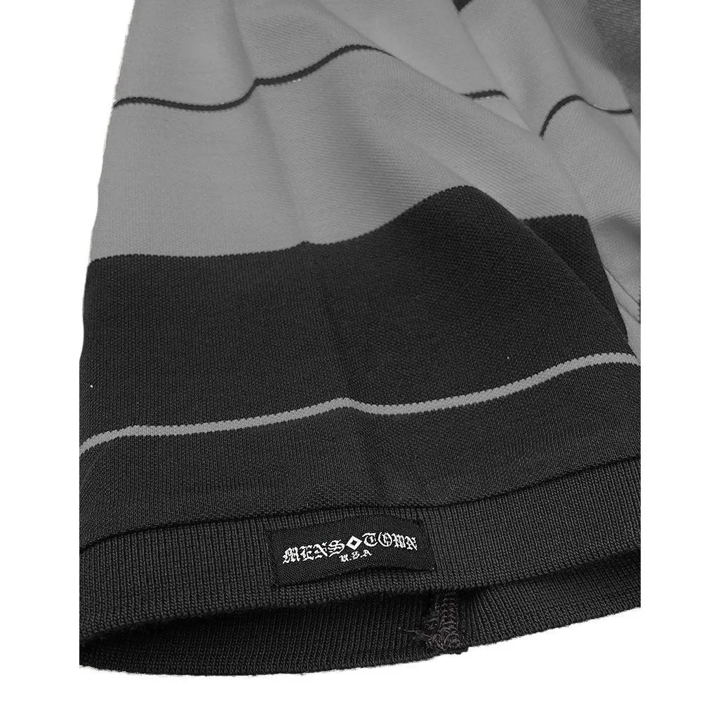 Old School Black Grey Pique Polo