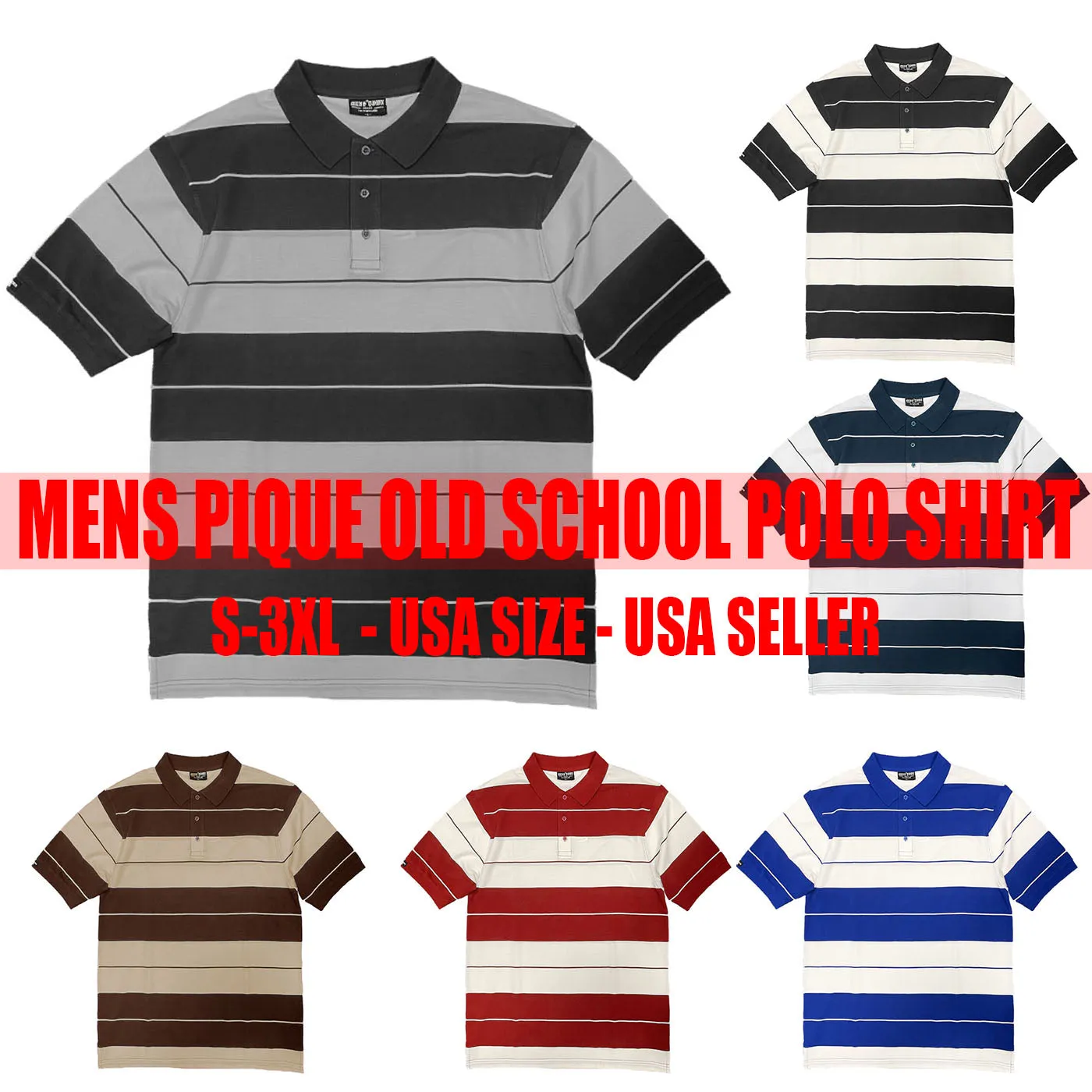 Old School Red & White Pique Polo
