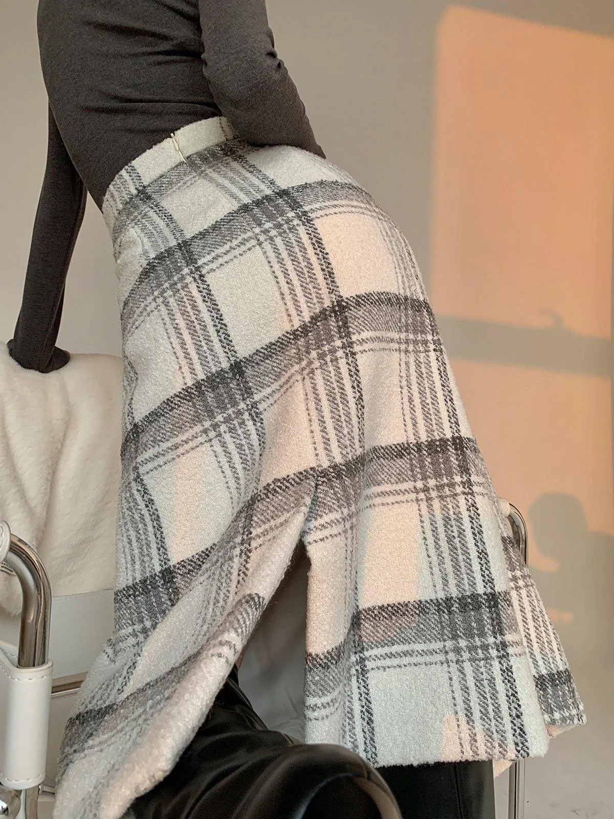 Plaid Midi Skirt