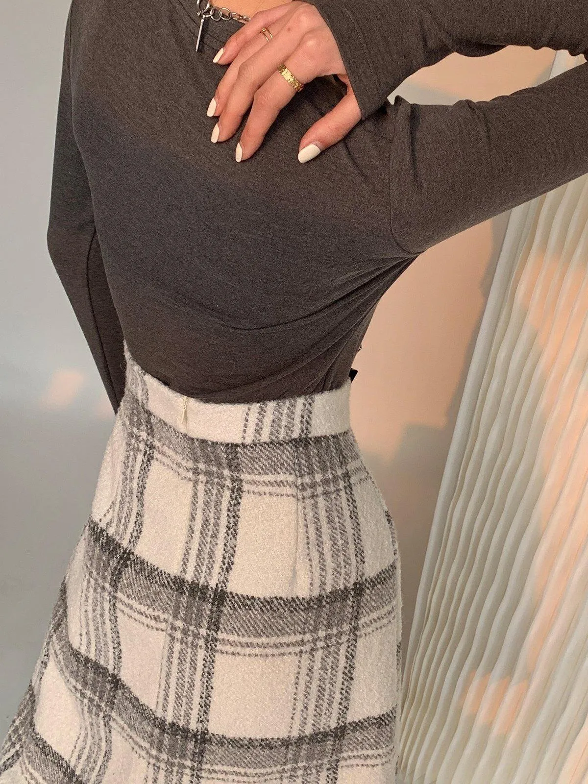 Plaid Midi Skirt