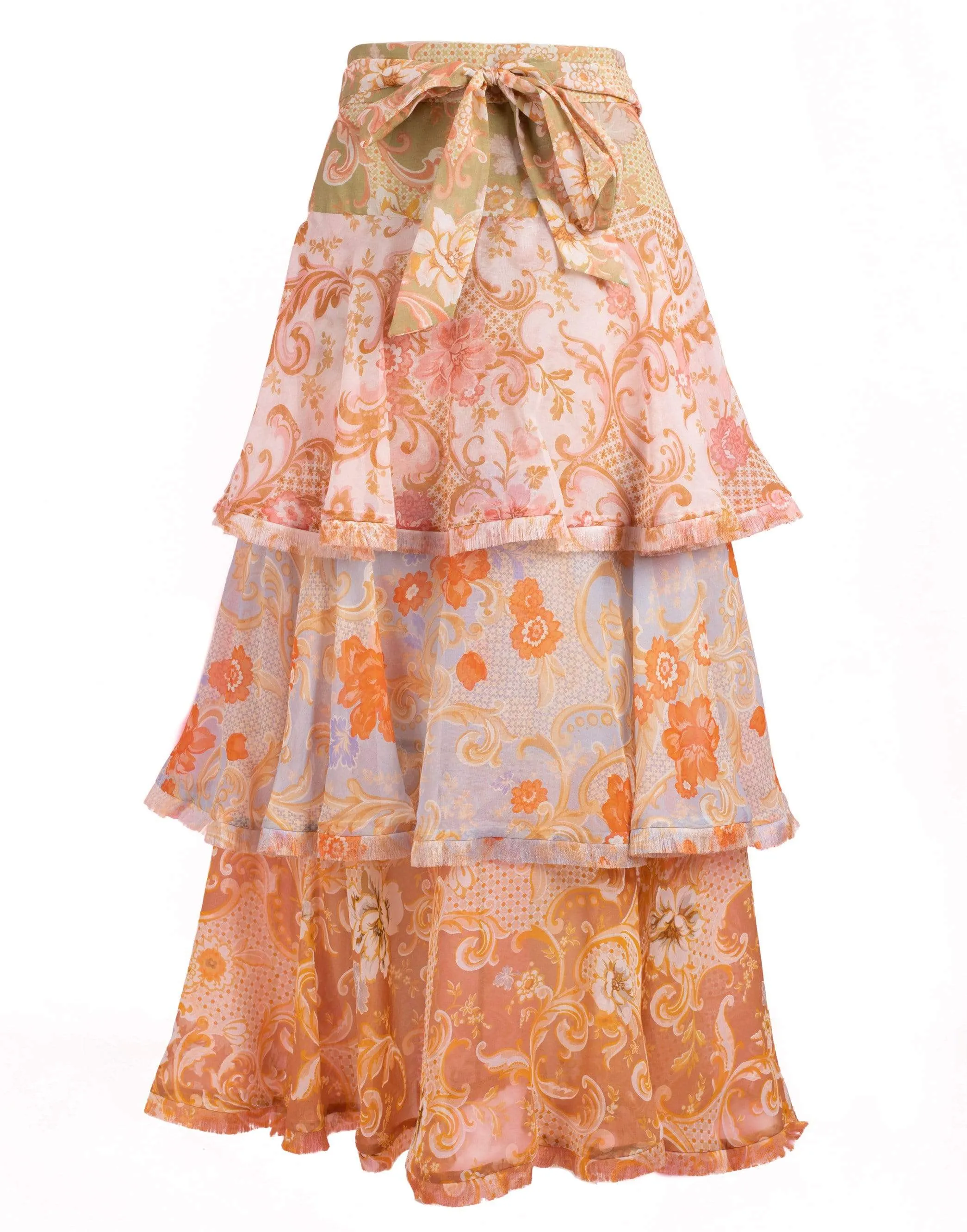 Postcard Flounce Midi Skirt