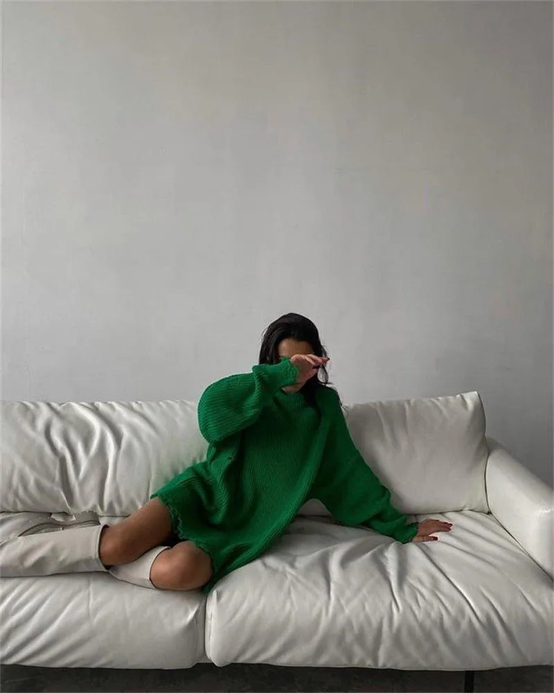 Toleet Fuzzy Torn Knitted Sweater Dress