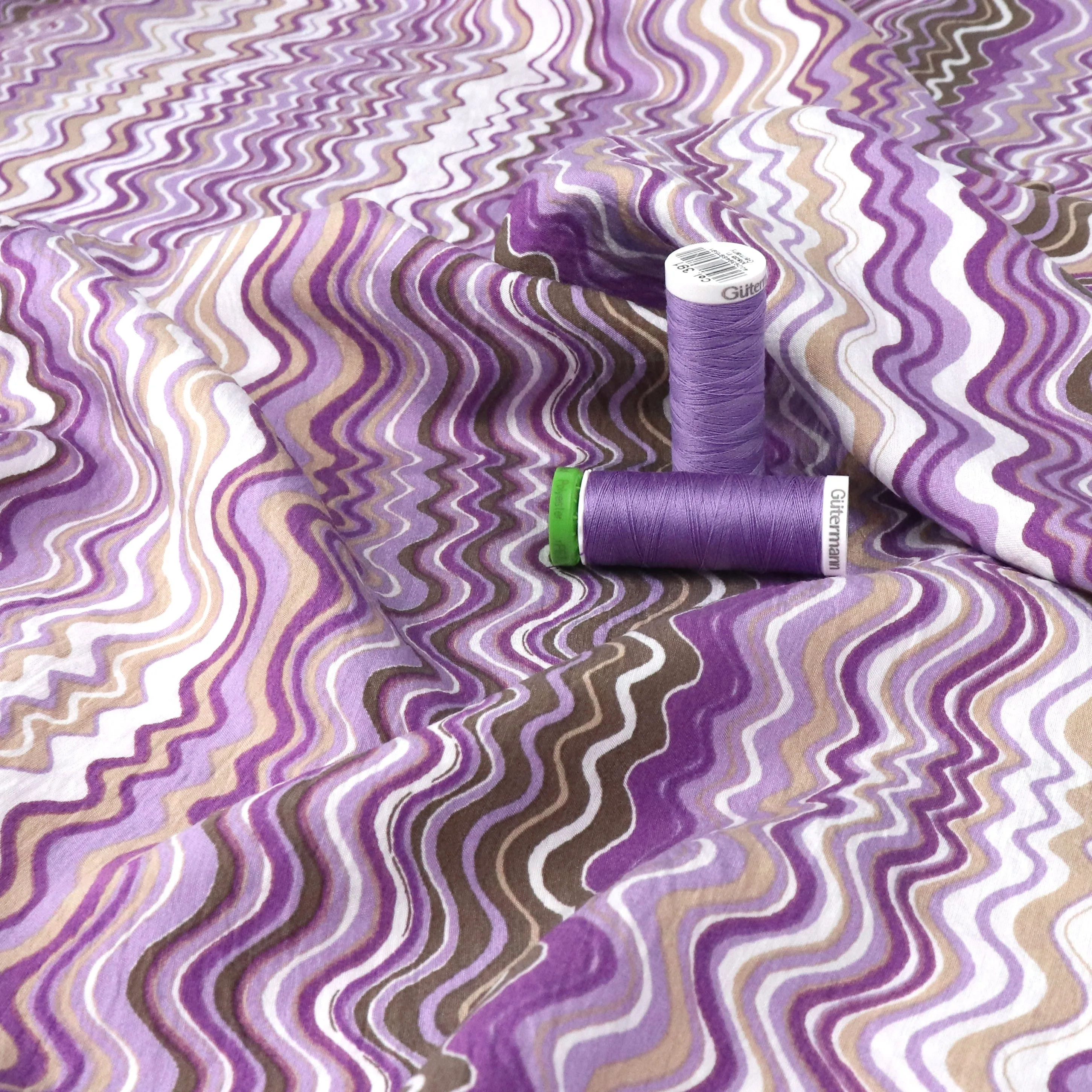 Viscose Blend Crepe - Waves - Purple
