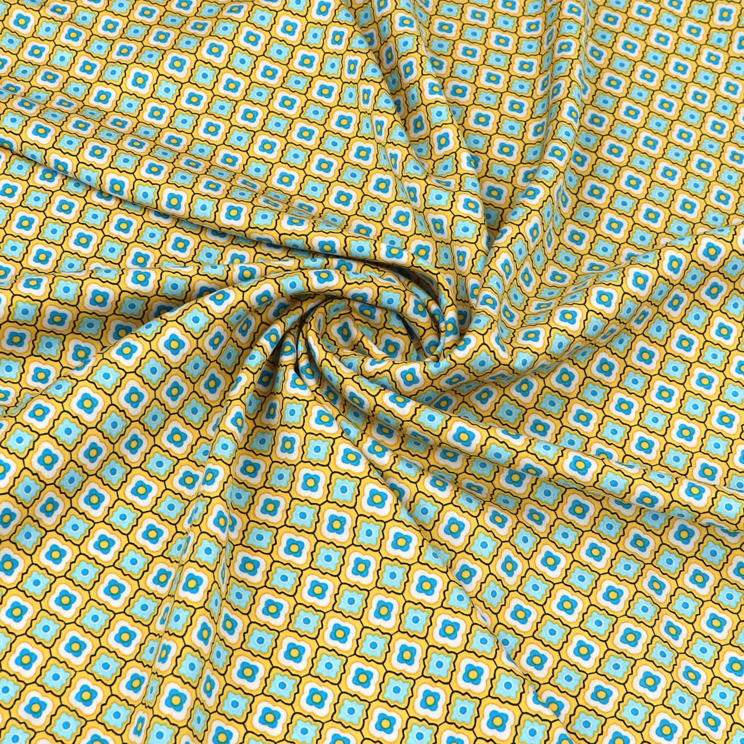 Viscose Lawn - Yellow Flower Tiles - SALE