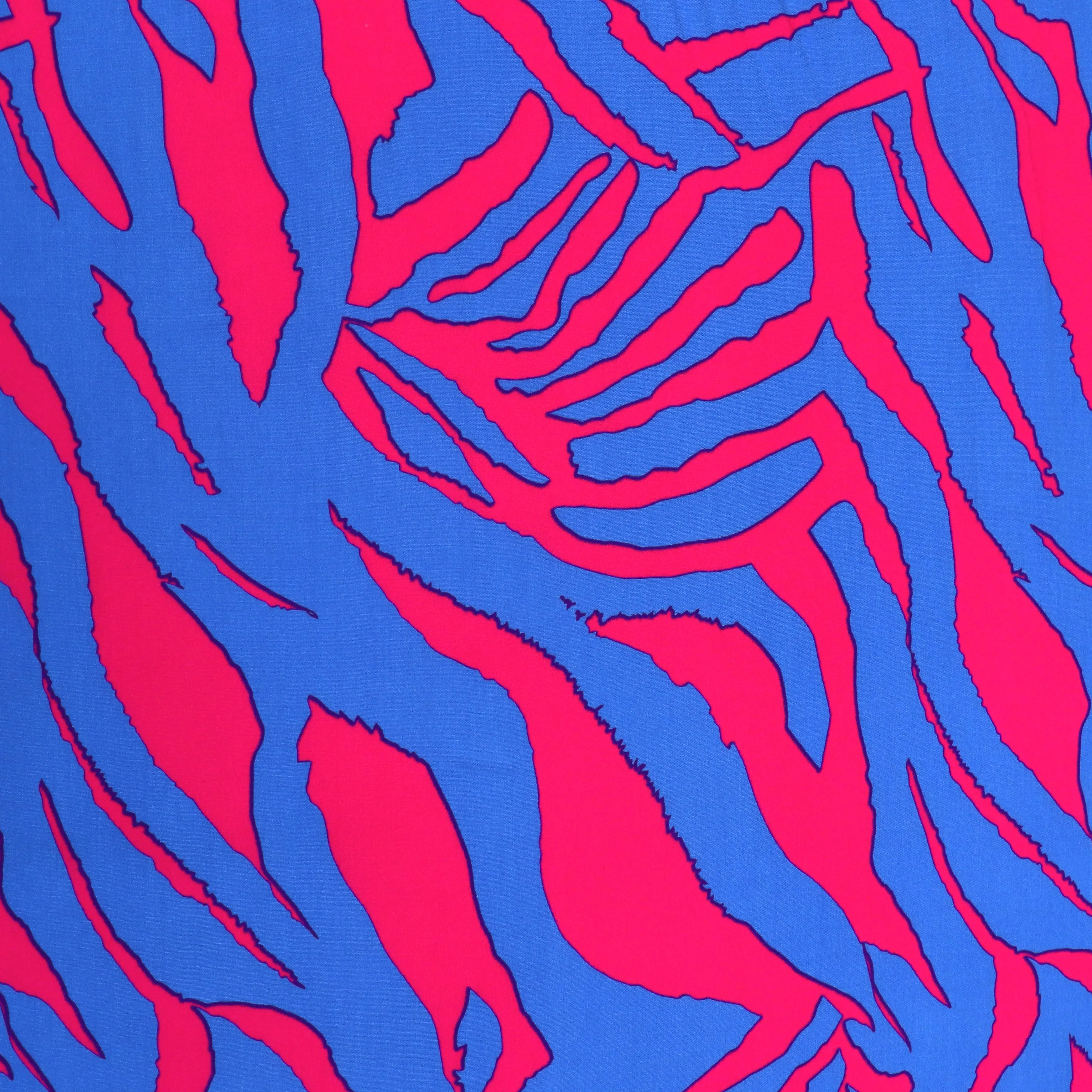 Viscose Lawn - Zebra - Blue - SECONDS