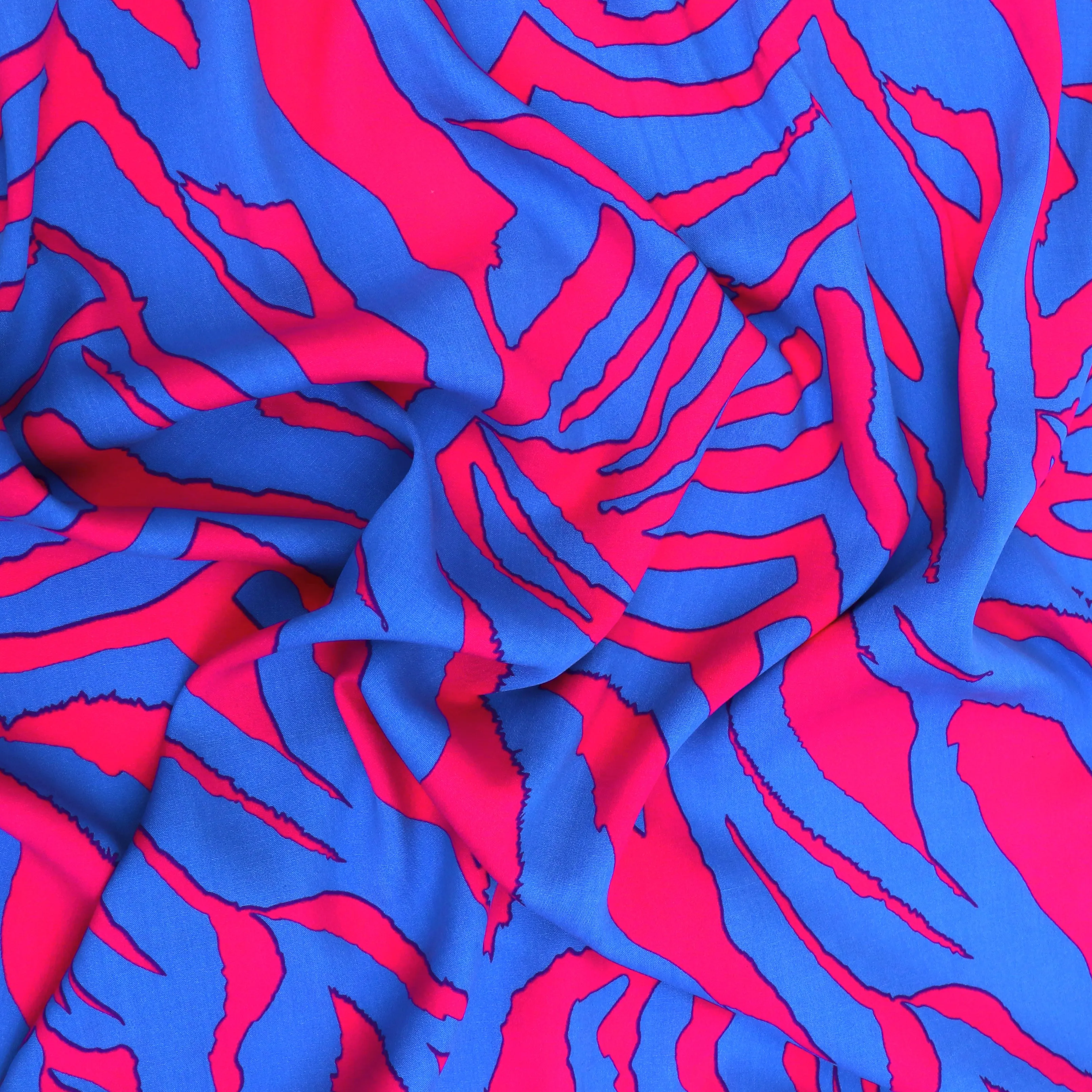 Viscose Lawn - Zebra - Blue - SECONDS