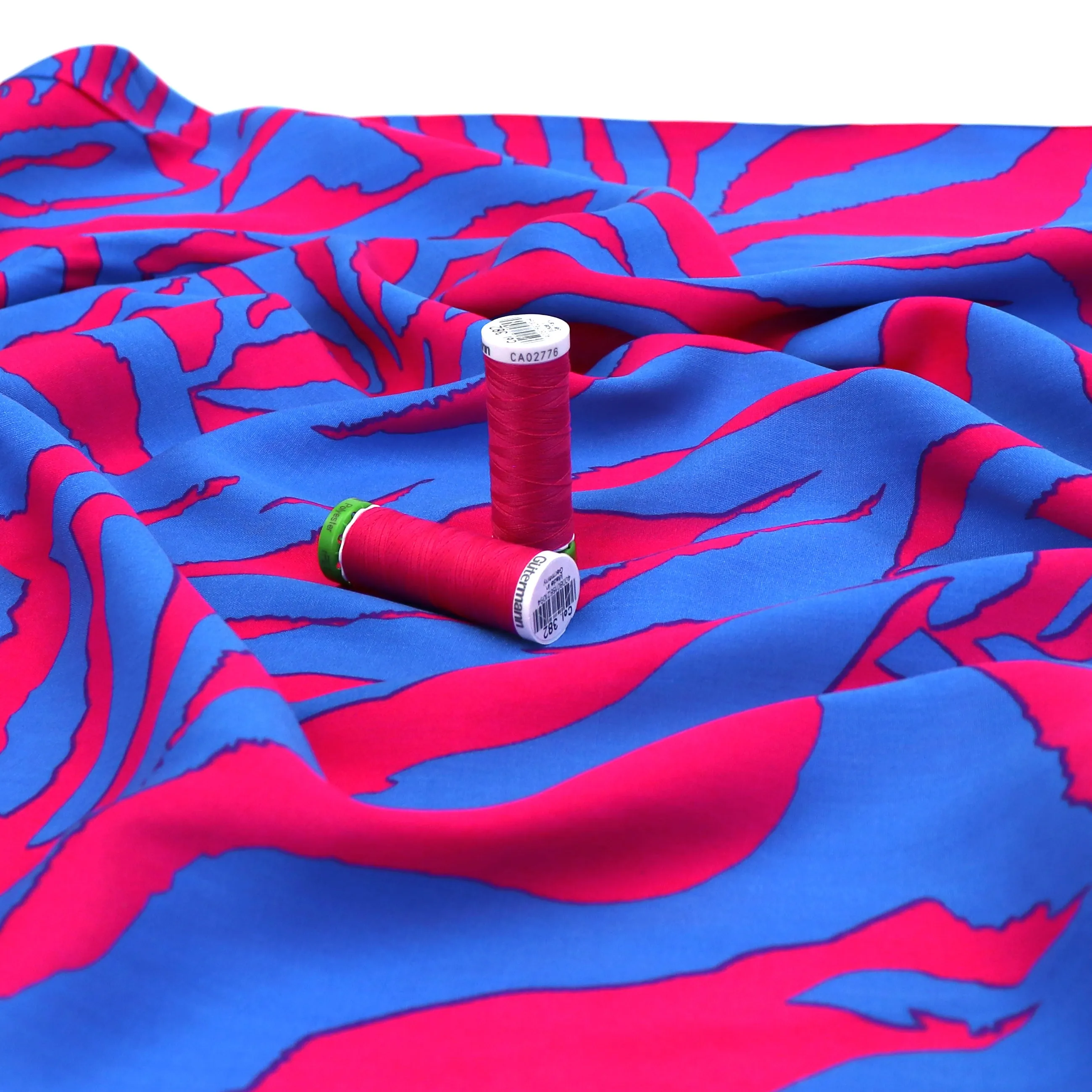 Viscose Lawn - Zebra - Blue - SECONDS
