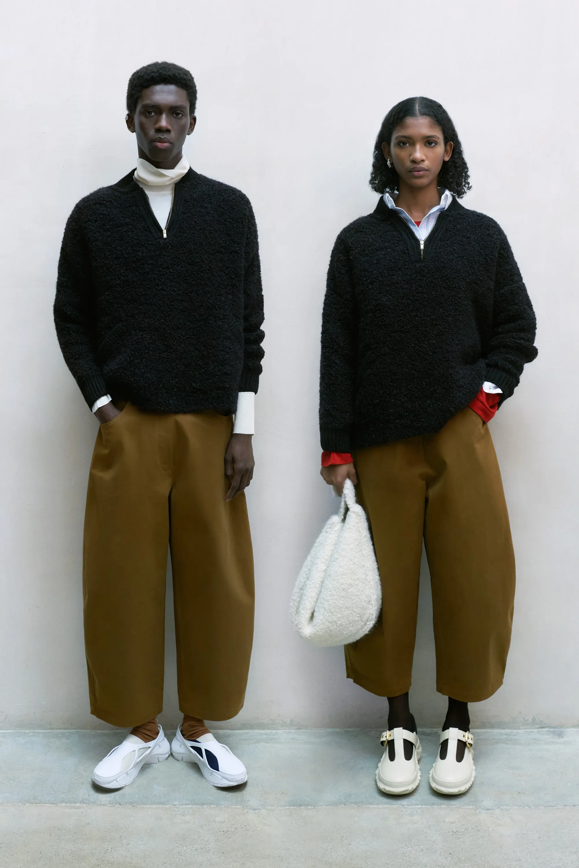 Wool and Mohair Polo Sweater, Black, Size 1